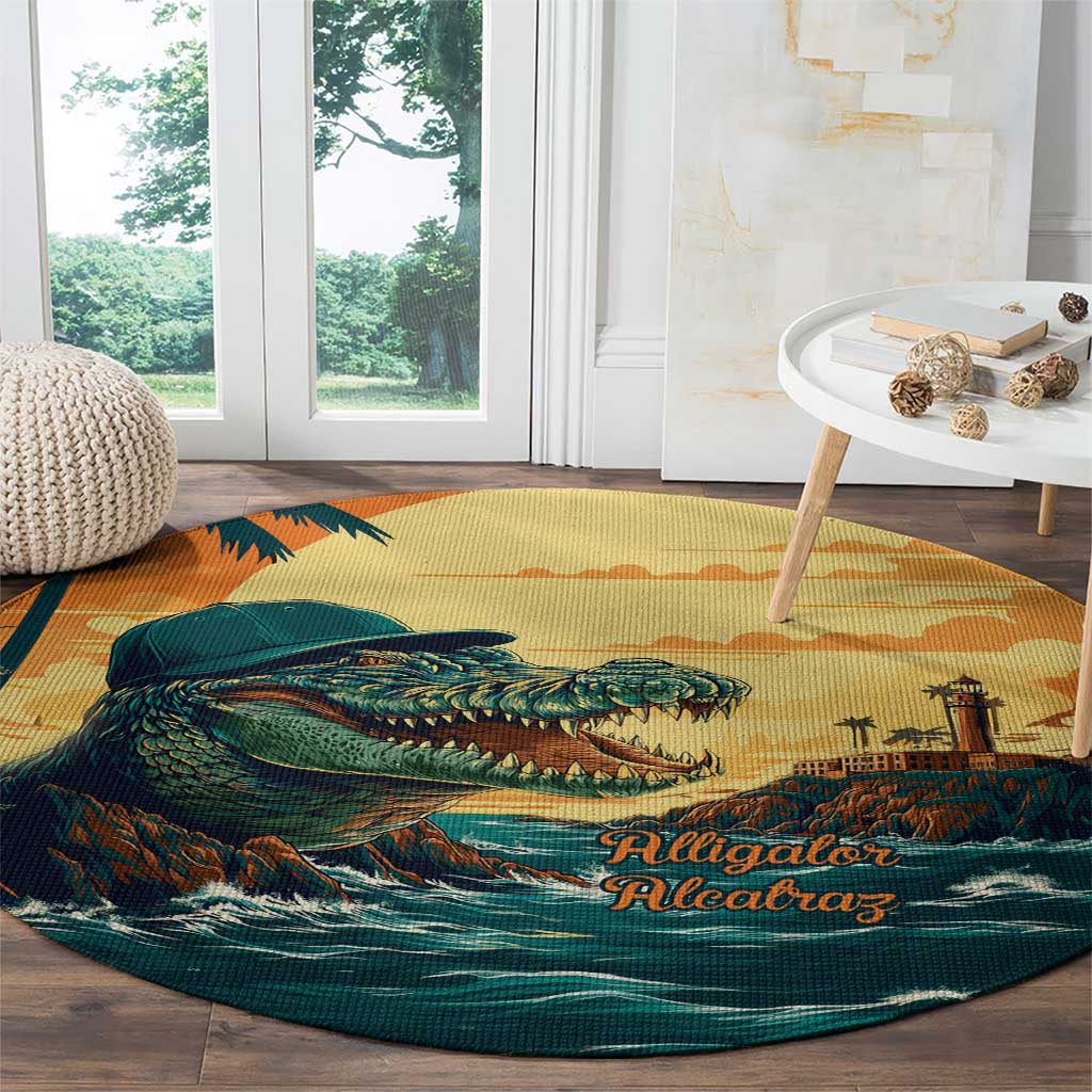 Everglades Alligator Alcatraz Vintage Round Carpet - Wonder Print Shop