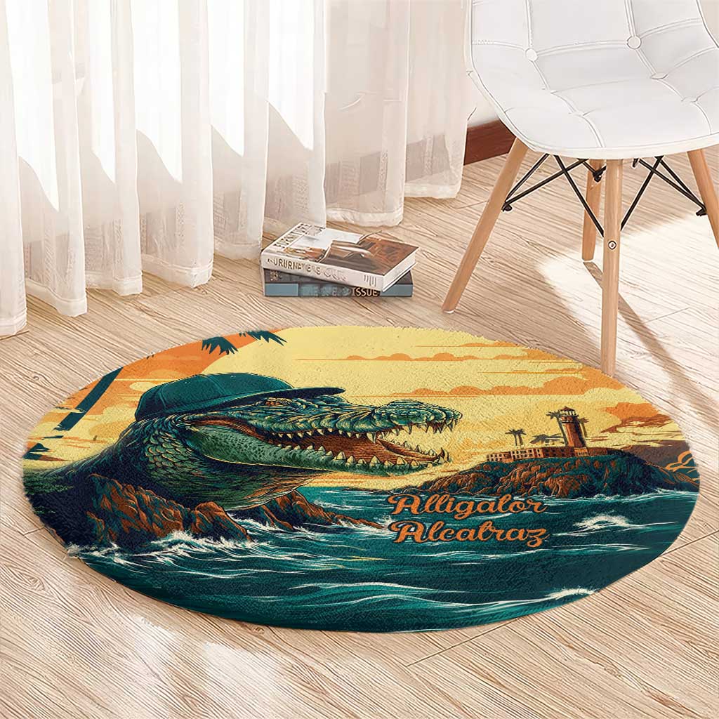 Everglades Alligator Alcatraz Vintage Round Carpet - Wonder Print Shop