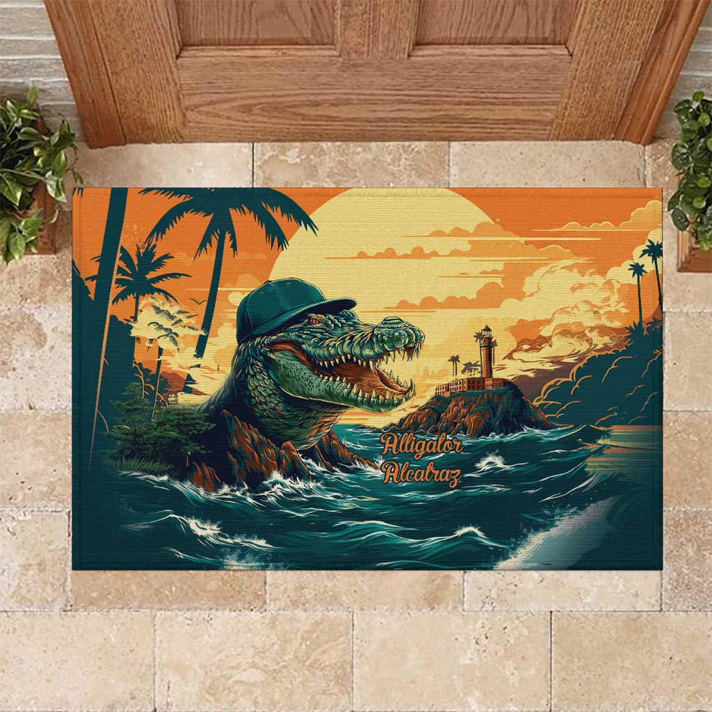 Everglades Alligator Alcatraz Vintage Rubber Doormat - Wonder Print Shop