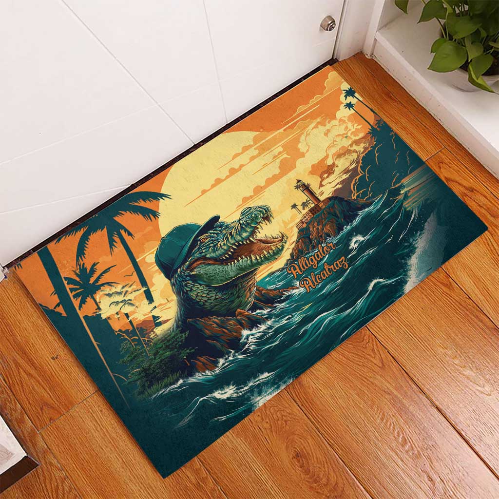 Everglades Alligator Alcatraz Vintage Rubber Doormat - Wonder Print Shop