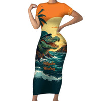 Everglades Alligator Alcatraz Vintage Short Sleeve Bodycon Dress - Wonder Print Shop