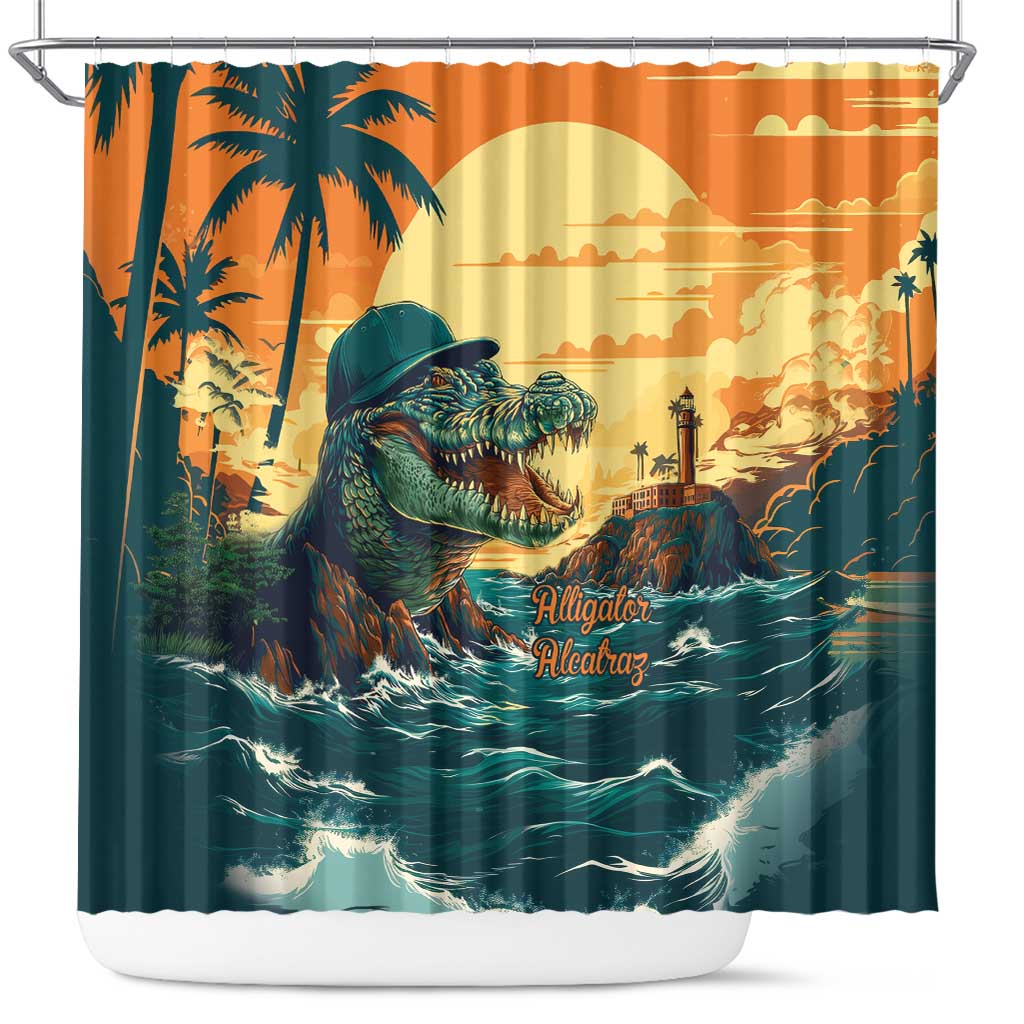 Everglades Alligator Alcatraz Vintage Shower Curtain - Wonder Print Shop