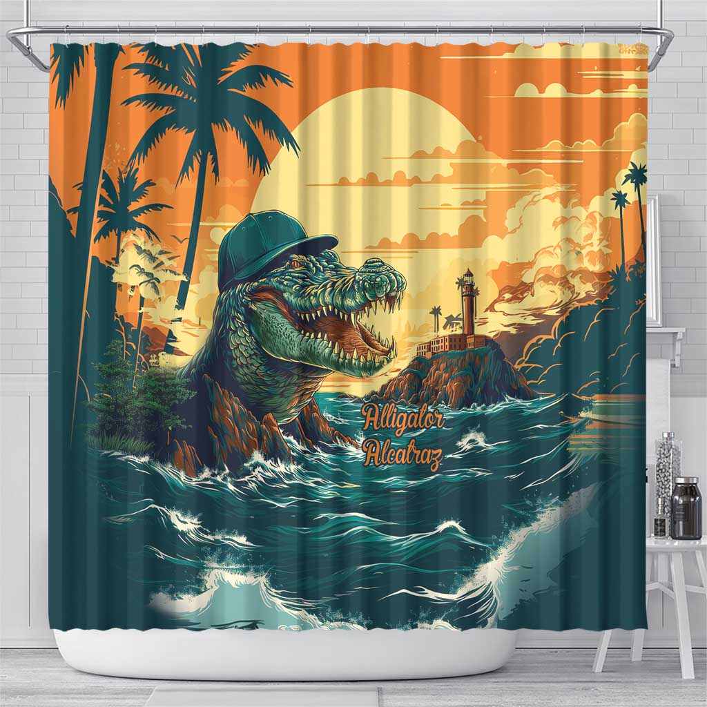 Everglades Alligator Alcatraz Vintage Shower Curtain - Wonder Print Shop