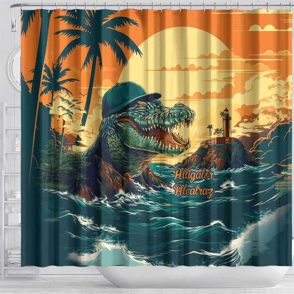 Everglades Alligator Alcatraz Vintage Shower Curtain - Wonder Print Shop
