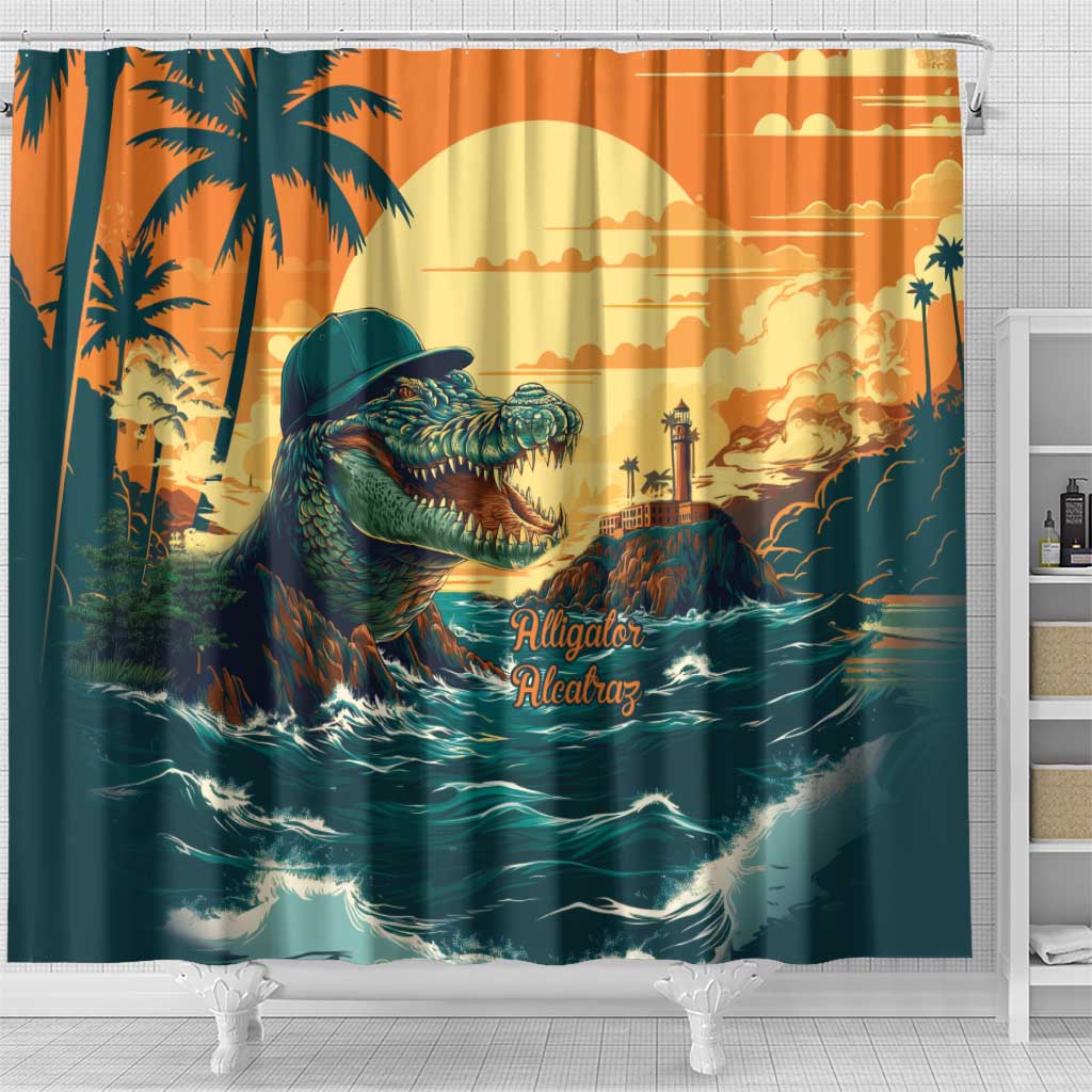 Everglades Alligator Alcatraz Vintage Shower Curtain - Wonder Print Shop