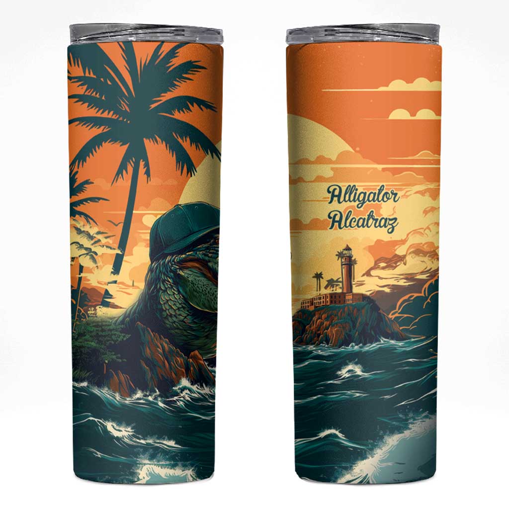 Everglades Alligator Alcatraz Vintage Skinny Tumbler - Wonder Print Shop