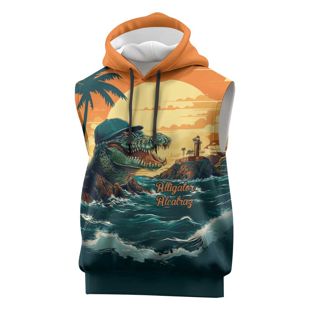 Everglades Alligator Alcatraz Vintage Sleeveless Hoodie - Wonder Print Shop