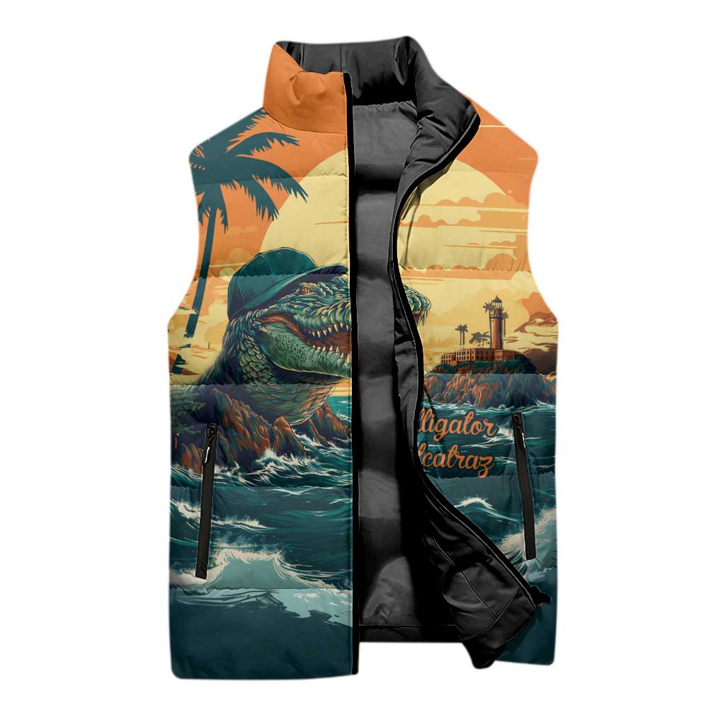 Everglades Alligator Alcatraz Vintage Sleeveless Puffer Jacket - Wonder Print Shop