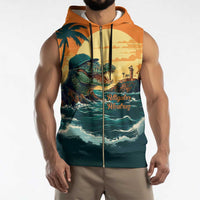 Everglades Alligator Alcatraz Vintage Sleeveless Zip Hoodie - Wonder Print Shop
