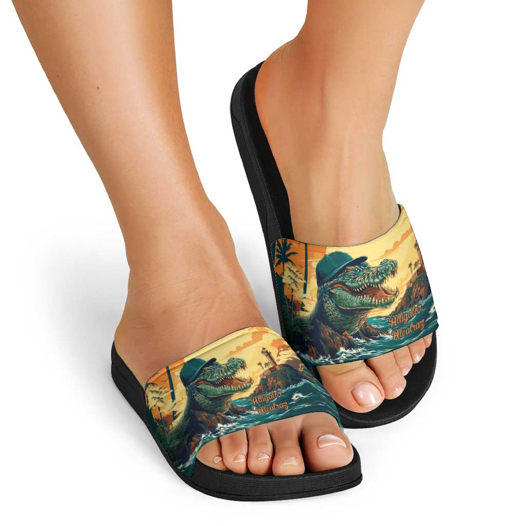 Everglades Alligator Alcatraz Vintage Slide Sandals - Wonder Print Shop