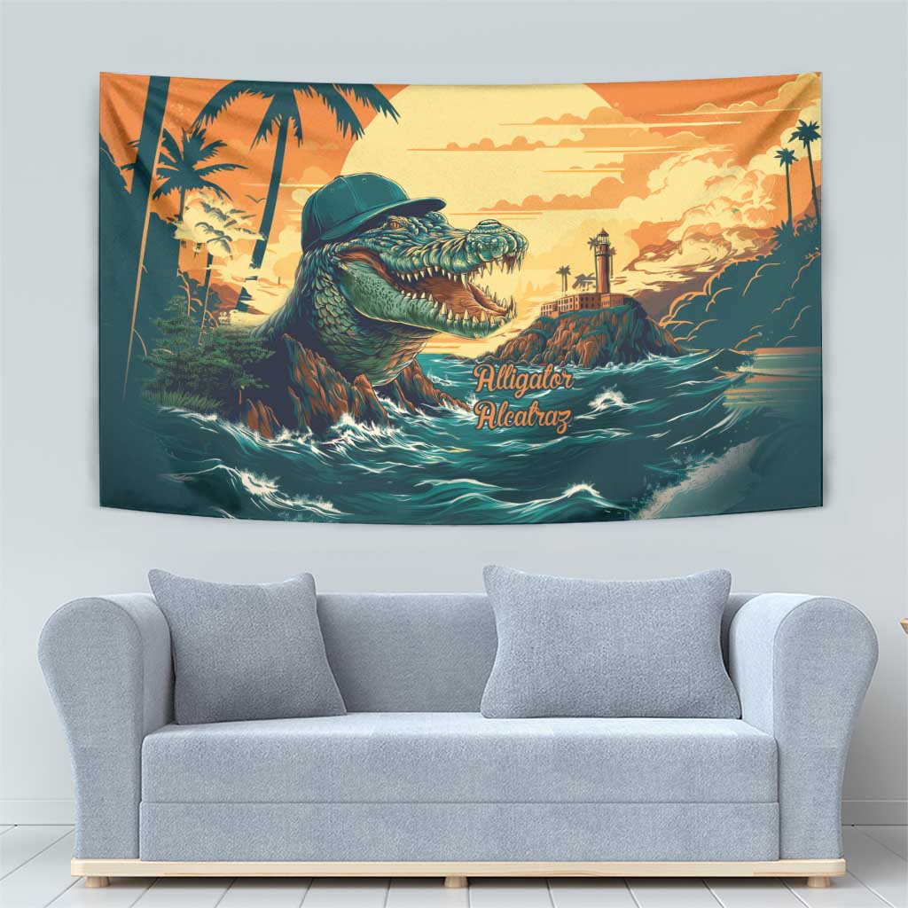 Everglades Alligator Alcatraz Vintage Tapestry - Wonder Print Shop