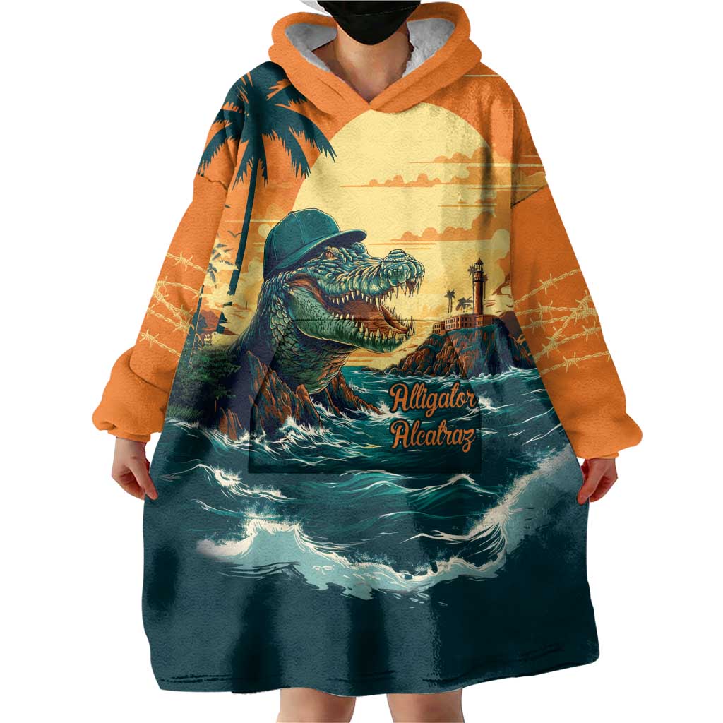 Everglades Alligator Alcatraz Vintage Wearable Blanket Hoodie - Wonder Print Shop