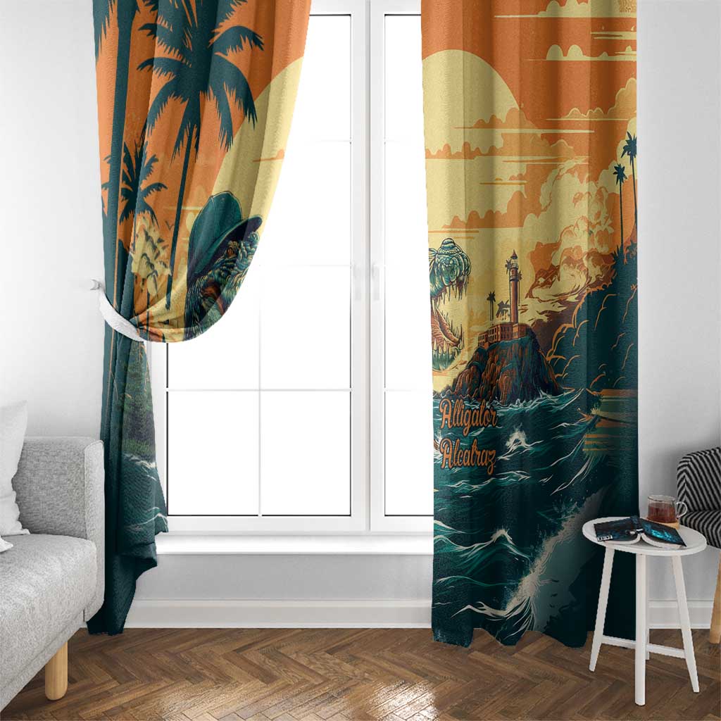 Everglades Alligator Alcatraz Vintage Window Curtain - Wonder Print Shop