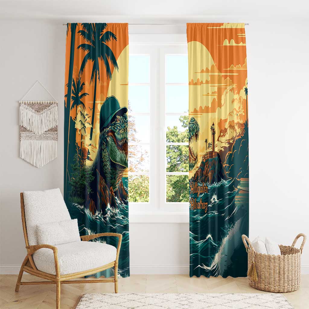 Everglades Alligator Alcatraz Vintage Window Curtain - Wonder Print Shop