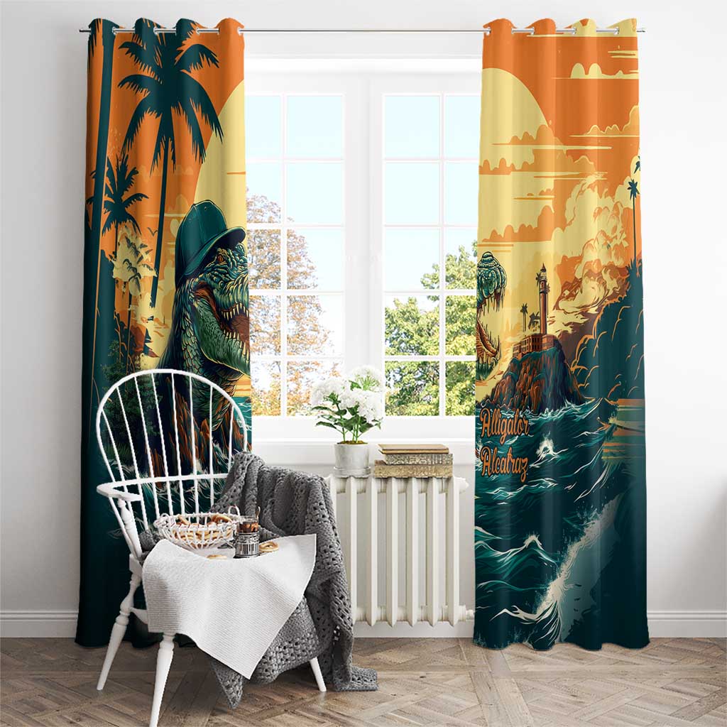 Everglades Alligator Alcatraz Vintage Window Curtain - Wonder Print Shop