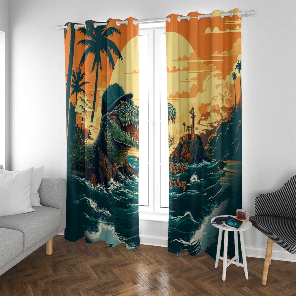 Everglades Alligator Alcatraz Vintage Window Curtain - Wonder Print Shop