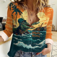 Everglades Alligator Alcatraz Vintage Women Casual Shirt - Wonder Print Shop