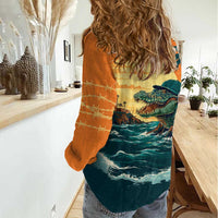 Everglades Alligator Alcatraz Vintage Women Casual Shirt - Wonder Print Shop