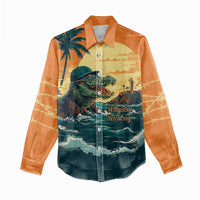 Everglades Alligator Alcatraz Vintage Women Casual Shirt - Wonder Print Shop