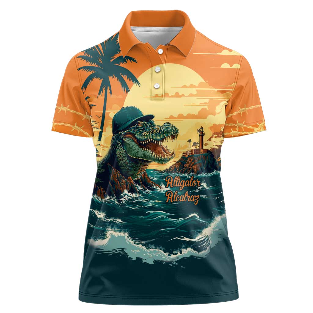 Everglades Alligator Alcatraz Vintage Women Polo Shirt - Wonder Print Shop