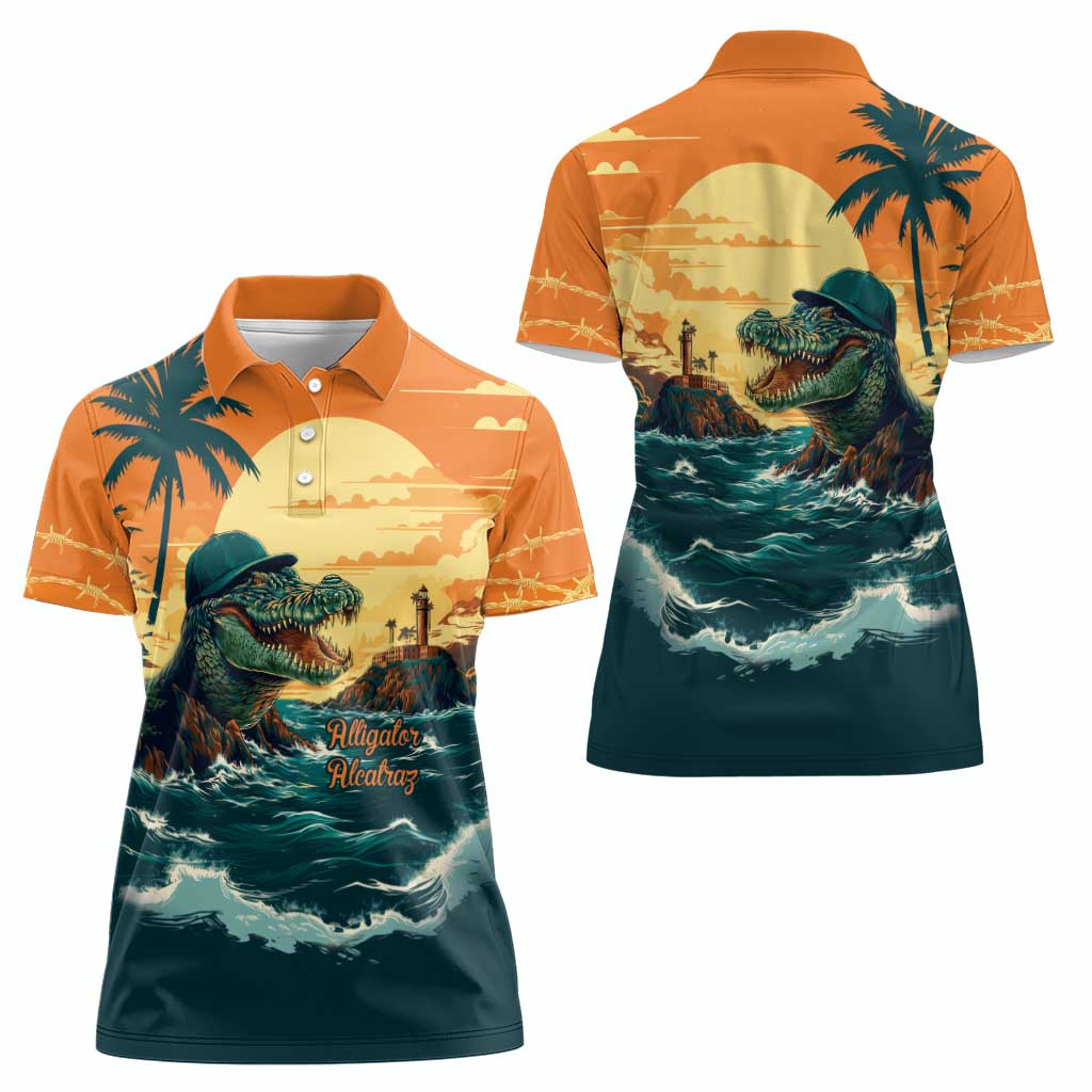 Everglades Alligator Alcatraz Vintage Women Polo Shirt - Wonder Print Shop