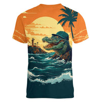 Everglades Alligator Alcatraz Vintage Women V-Neck T-Shirt - Wonder Print Shop