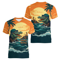 Everglades Alligator Alcatraz Vintage Women V-Neck T-Shirt - Wonder Print Shop