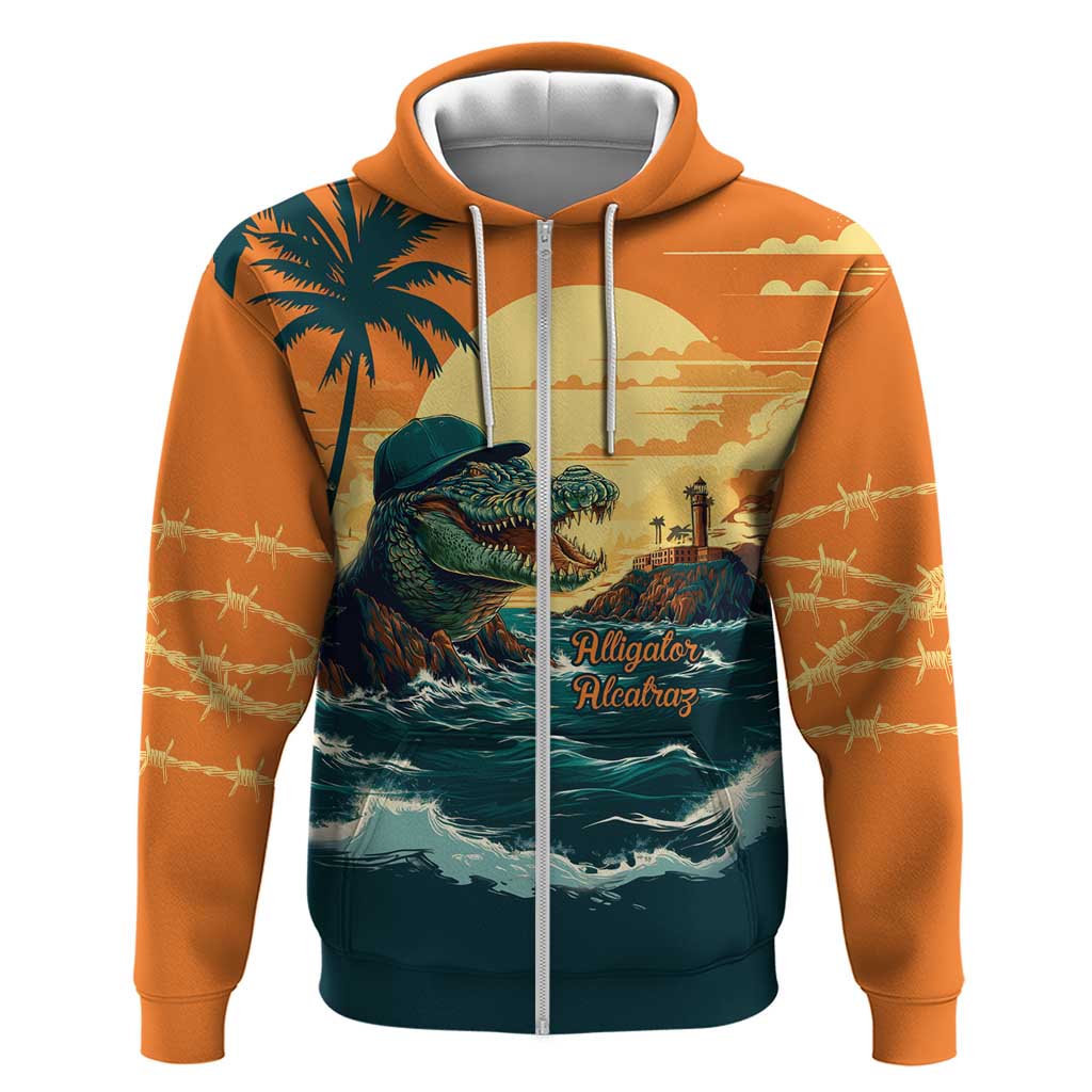Everglades Alligator Alcatraz Vintage Zip Hoodie - Wonder Print Shop