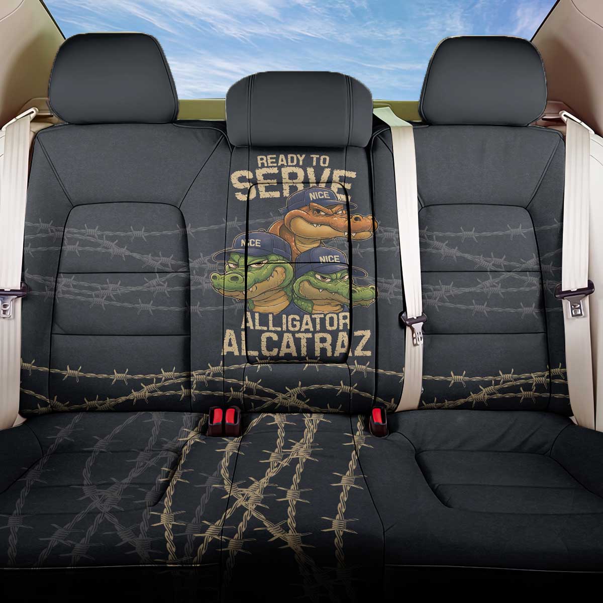 Ready To Serve Alligator Alcatraz Back Car Seat Cover - Wonder Print Shop