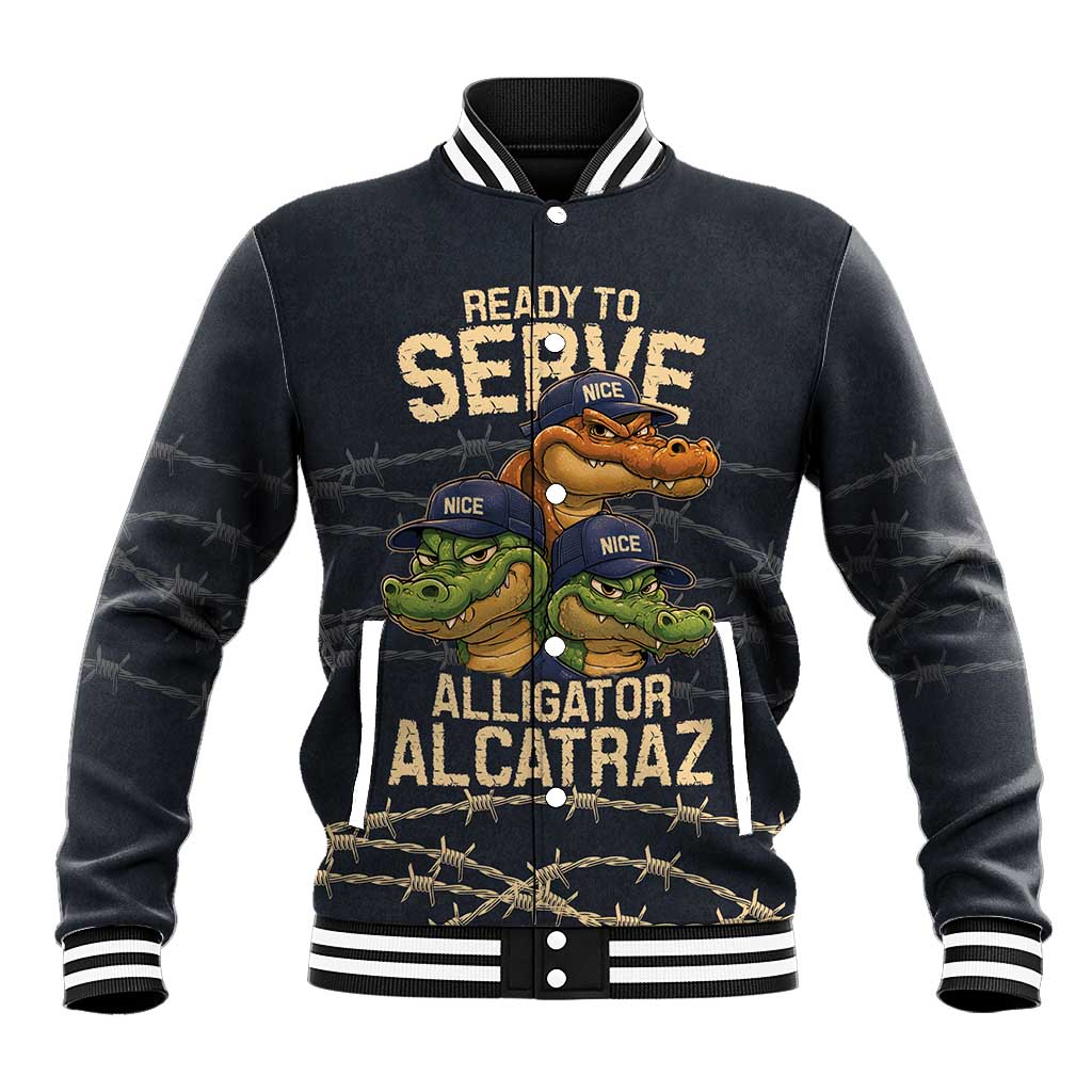 Ready To Serve Alligator Alcatraz Baseball Jacket - Wonder Print Shop