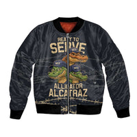 Ready To Serve Alligator Alcatraz Bomber Jacket - Wonder Print Shop
