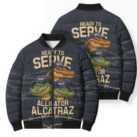 Ready To Serve Alligator Alcatraz Bomber Puffer Jacket - Wonder Print Shop