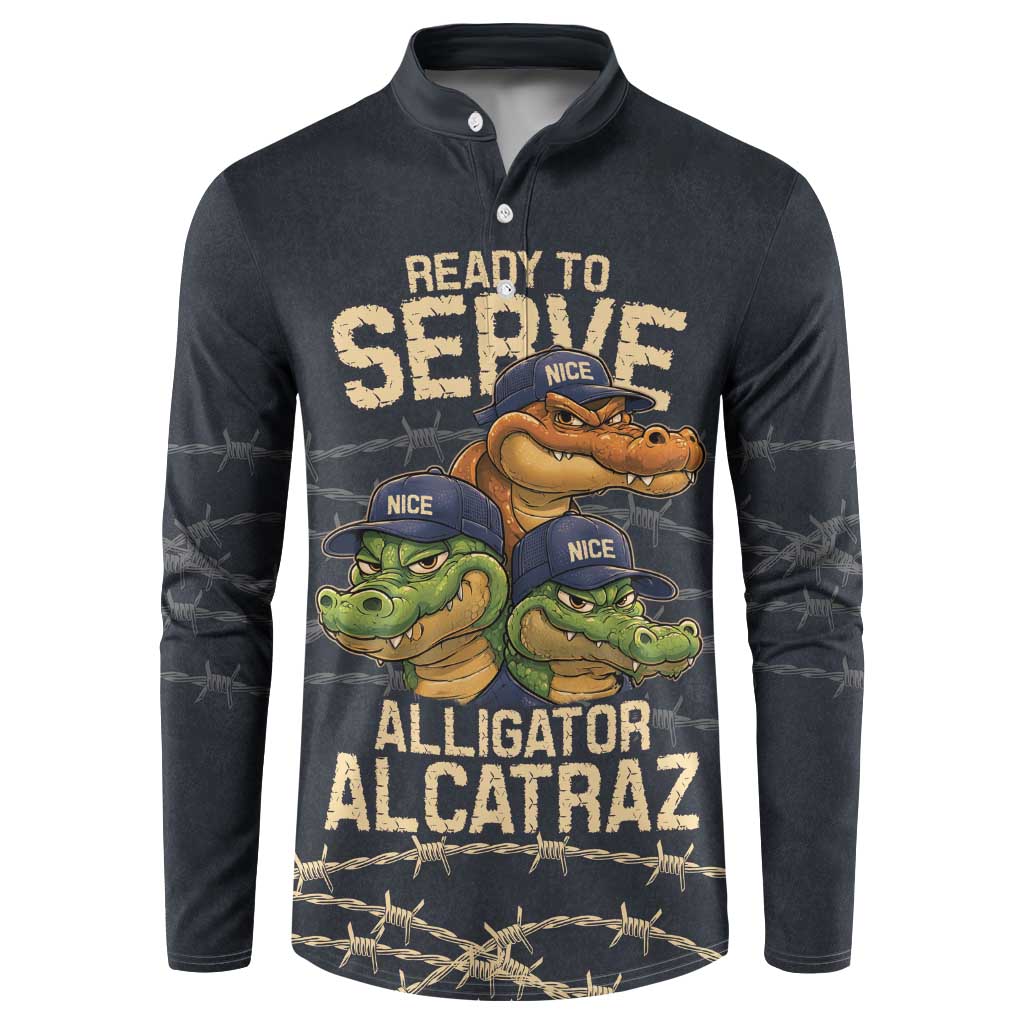 Ready To Serve Alligator Alcatraz Button Sweatshirt - Wonder Print Shop