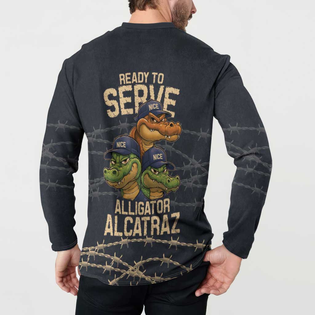 Ready To Serve Alligator Alcatraz Button Sweatshirt - Wonder Print Shop