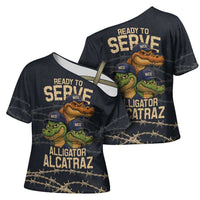Ready To Serve Alligator Alcatraz Cross Shoulder Shirt - Wonder Print Shop