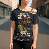 Ready To Serve Alligator Alcatraz Cross Shoulder Shirt - Wonder Print Shop