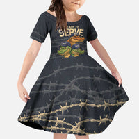 Ready To Serve Alligator Alcatraz Family Matching Off The Shoulder Long Sleeve Dress and Hawaiian Shirt - Wonder Print Shop