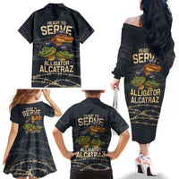 Ready To Serve Alligator Alcatraz Family Matching Off The Shoulder Long Sleeve Dress and Hawaiian Shirt - Wonder Print Shop