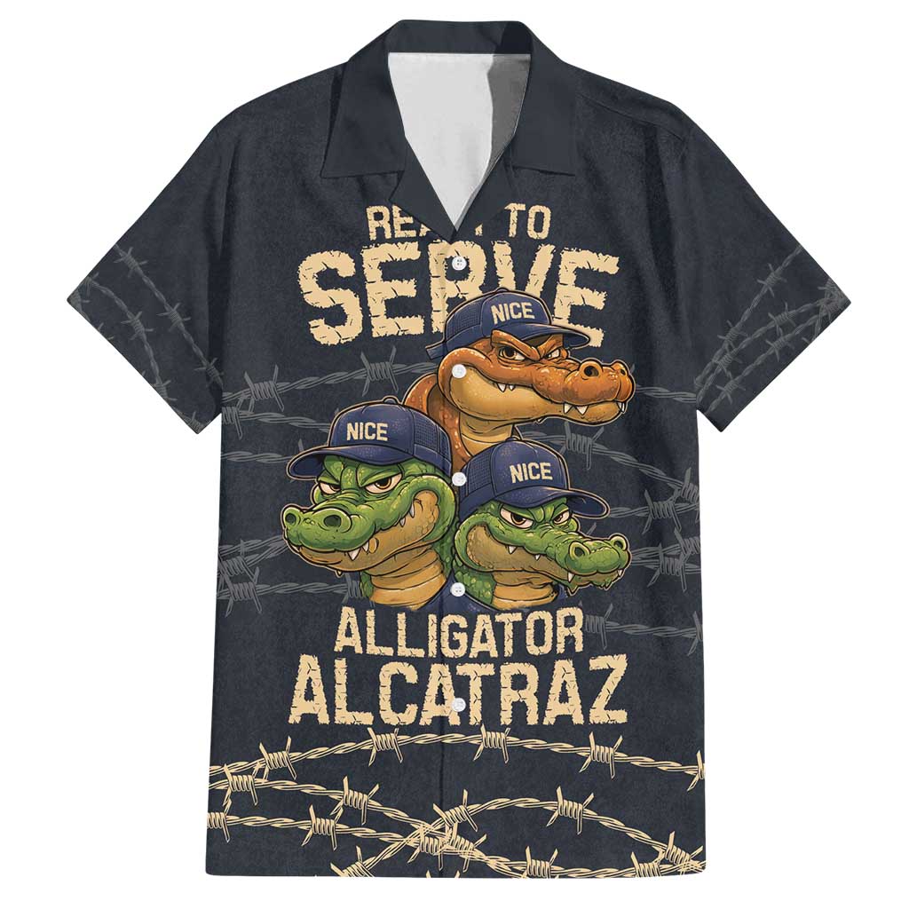 Ready To Serve Alligator Alcatraz Family Matching Off Shoulder Maxi Dress and Hawaiian Shirt - Wonder Print Shop