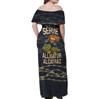 Ready To Serve Alligator Alcatraz Family Matching Off Shoulder Maxi Dress and Hawaiian Shirt - Wonder Print Shop