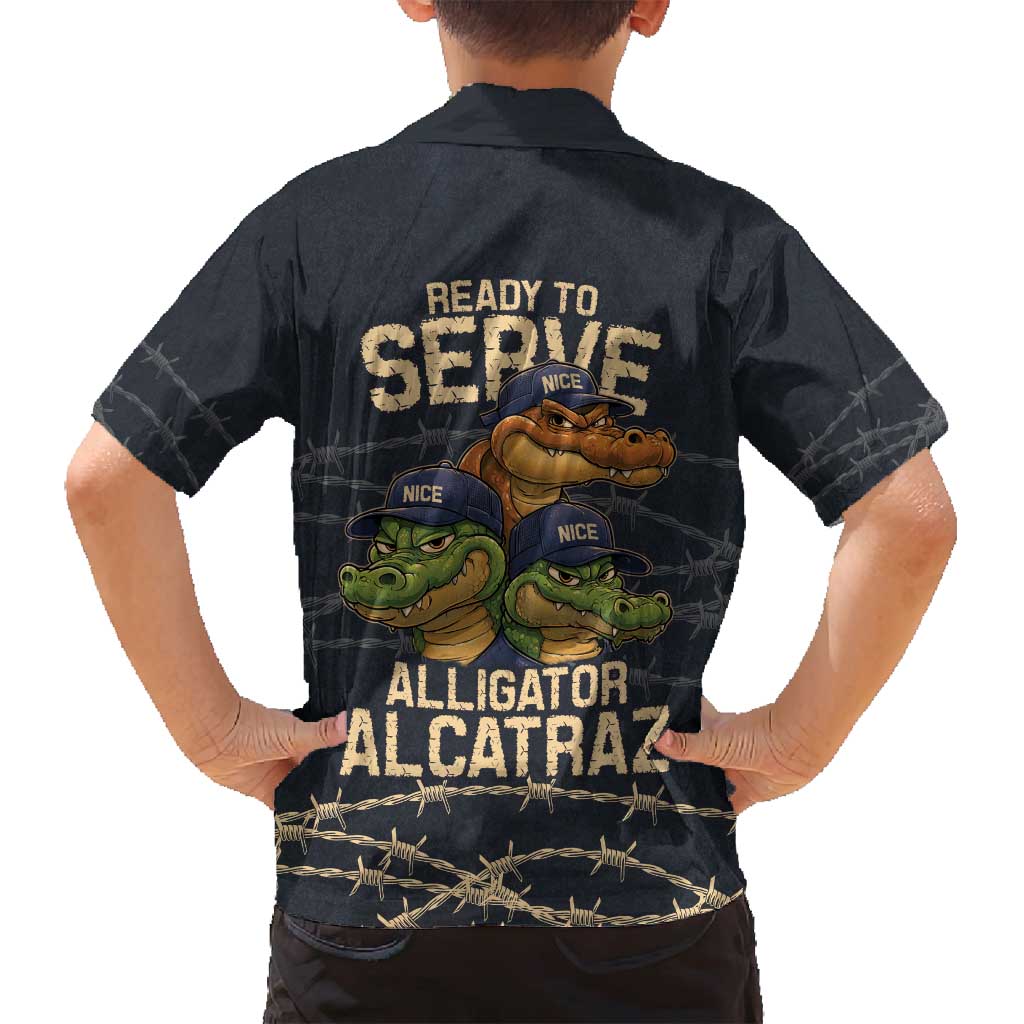 Ready To Serve Alligator Alcatraz Family Matching Off Shoulder Short Dress and Hawaiian Shirt - Wonder Print Shop
