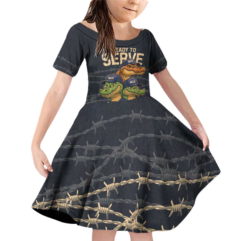 Ready To Serve Alligator Alcatraz Family Matching Off Shoulder Short Dress and Hawaiian Shirt - Wonder Print Shop