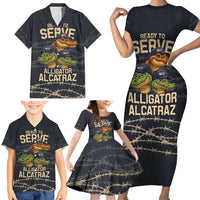 Ready To Serve Alligator Alcatraz Family Matching Short Sleeve Bodycon Dress and Hawaiian Shirt - Wonder Print Shop