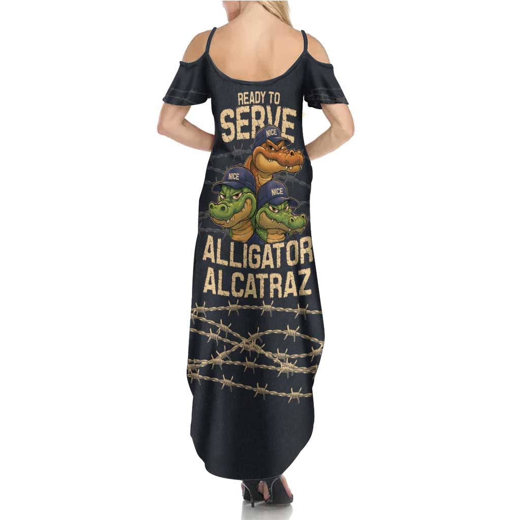 Ready To Serve Alligator Alcatraz Family Matching Summer Maxi Dress and Hawaiian Shirt - Wonder Print Shop