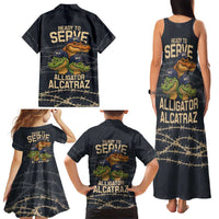 Ready To Serve Alligator Alcatraz Family Matching Tank Maxi Dress and Hawaiian Shirt - Wonder Print Shop