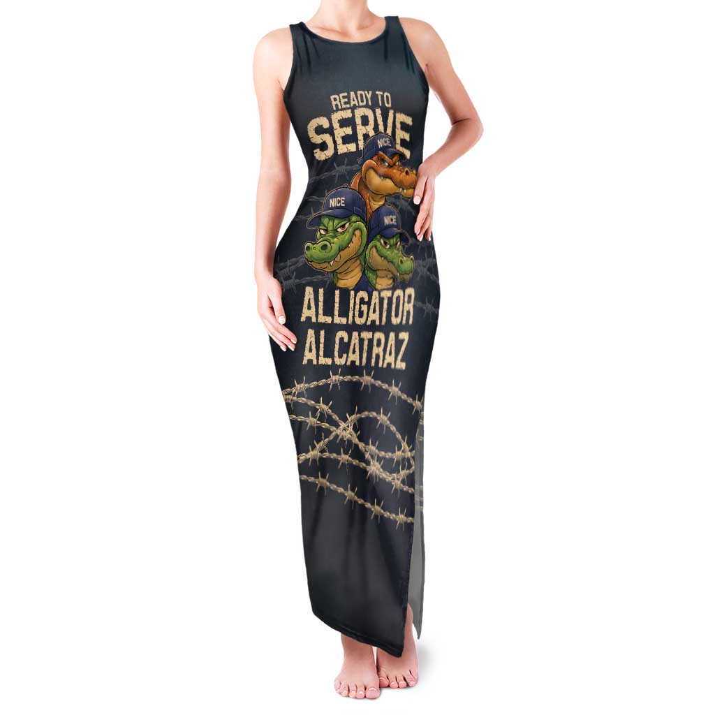 Ready To Serve Alligator Alcatraz Family Matching Tank Maxi Dress and Hawaiian Shirt - Wonder Print Shop