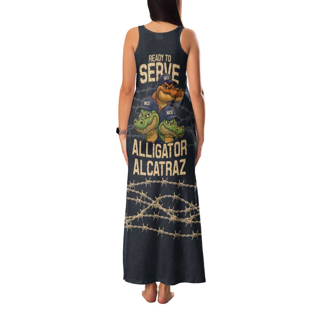 Ready To Serve Alligator Alcatraz Family Matching Tank Maxi Dress and Hawaiian Shirt - Wonder Print Shop