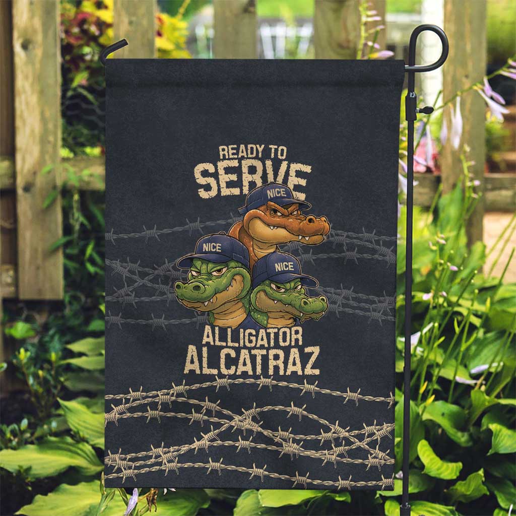 Ready To Serve Alligator Alcatraz Garden Flag - Wonder Print Shop