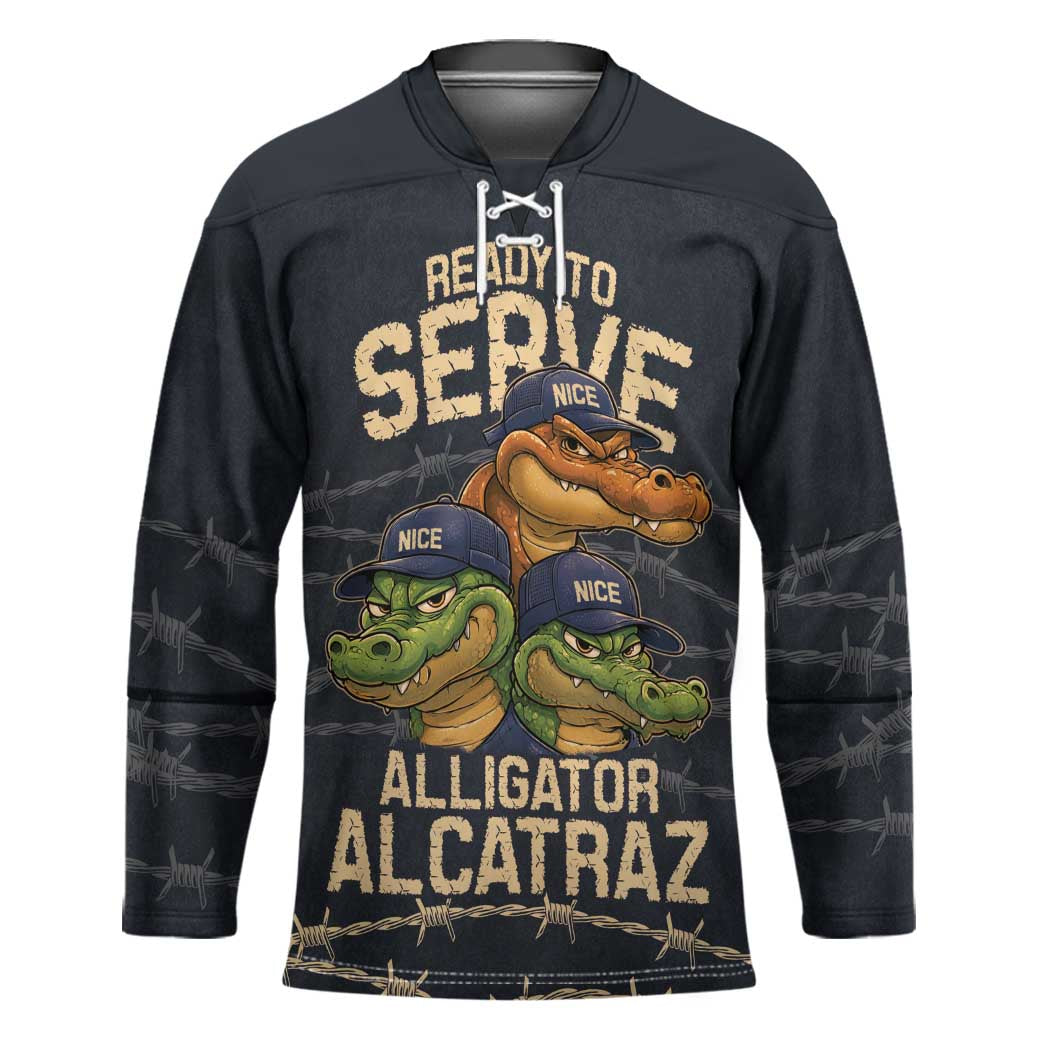 Ready To Serve Alligator Alcatraz Hockey Jersey - Wonder Print Shop