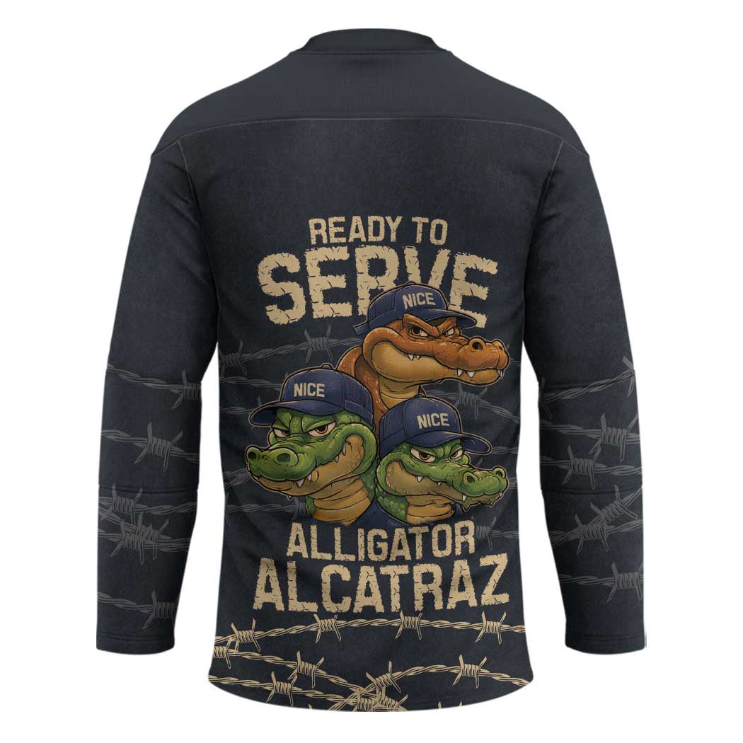 Ready To Serve Alligator Alcatraz Hockey Jersey - Wonder Print Shop